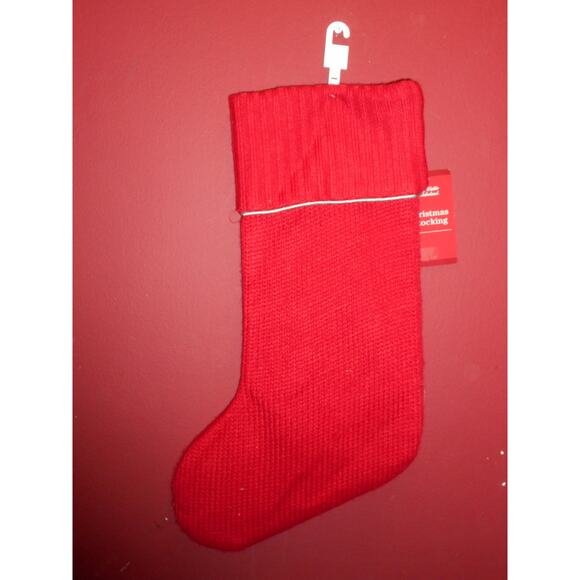 20" Christmas Stocking Red Knit w/Silver Monogram Word Hers by Harvey Lewis - Picture 2 of 2